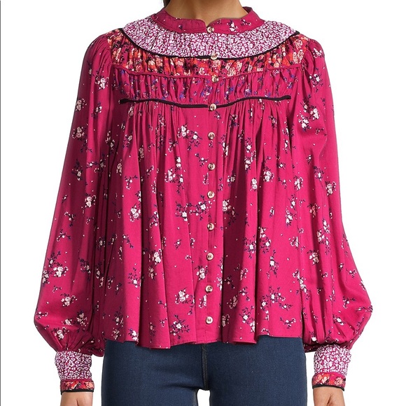 NWT! Free People Paloma Floral Poet Top - Picture 1 of 6